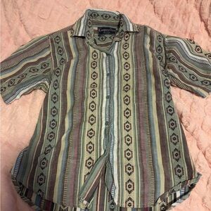 Vintage Company One Petites green pattern button up